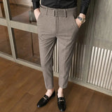 WIAOFELLAS  -  Autumn and Winter Men's Fashion Solid Color Fabric Casual Thickened Wool Business Brushed Straight Tube Versatile Pants