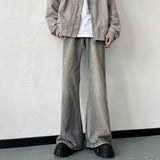 WIAOFELLAS  -  Washed Vintage Jeans Men's American Ins Trendy Brand High Street Loose and Versatile Straight Leg Micro Flared Pants