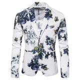 WIAOFELLAS  -  Mens Floral Print Blazer Jacket Men Korean Trend Streetwear Hip Hop Casual Suit Male Slim Fit Blazers Masculino Homme Coat