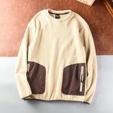 WIAOFELLAS  -  Autumn Winter Men's Polar Fleece Outdoor Warm Breathable Tactical Zipper Round Neck Long Sleeve Casual Splicing Color Sweatshirt