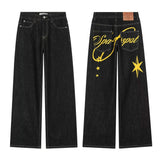 Wiaofellas  -  Mens Jeans Pants With Hole Casual Vintage Straight Leg Korean Fashion Streetwear Harajuku Trousers