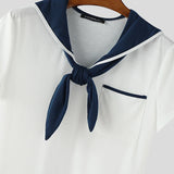 WIAOFELLAS  -  Men T Shirt Patchwork Summer Navy Collar Short Sleeve Male Tee Tops Streetwear 2025 Pockets Fashion Casual Men Clothing