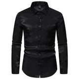 Wiaofellas  -  New Happyjeffery Men's Dress Shirts Long Sleeve Tops Men Male Business Casual Man Prom Shiny Wedding Shirt LS21