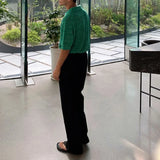 WIAOFELLAS  -  Mens Knit Polo Shirt Textured Weave Hollow Korean Niche Summer Short Sleeve Top Breathable Thin Relaxed Fit lapel Daily Mens Top