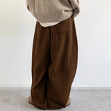 Wiaofellas  -  Men Pants Solid Color Joggers Loose Corduroy Drawstring Trousers Men Streetwear Fashion Casual Wide Leg Pants Men