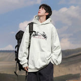Wiaofellas  -  Brand Hand Drawn Print Sweatshirts Mens Baggy Autumn Winter New Hooded Sweatshirts Male Casual Outdoors Motion Clothing