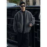 WIAOFELLAS  -  A large-sized men's jacket with a high-end American style in winter, featuring thickened lambskin and granular fleece
