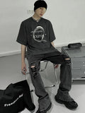 WIAOFELLAS  -  Jeans Men Side Zipper Hole American Retro Washed Denim Trousers All-match High Street Hip Hop Punk Style Full Length Autumn New