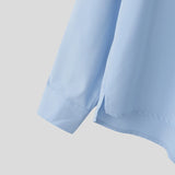 WIAOFELLAS  -  Men Shirt Solid Color Embroidery Lapel Long Sleeve Men Clothing Streetwear Loose Korean Style Fashion Male Shirts Tops