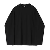 Wiaofellas  -  Korean Streetwear Men's T-shirt Niche Design Solid Color Round Collar Male Long Sleeve Top Spring New T-shirts
