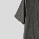 Wiaofellas  -  Men's Irregular T Shirt Solid Color Short Sleeve Button Male Tee Tops Summer Streetwear Knitted Fashion Men Clothes