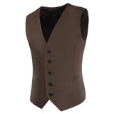 WIAOFELLAS  -  Spring and Autumn Men's Korean Slim Suit Vest Casual Solid Color Simple Fashion Single Breast Top
