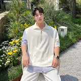 Wiaofellas  -  Summer Polo Shirt Men Short Sleeve Patchwork Harajuku Style Mens Fashion Shirt Hip Hop Top Tees Male Clothing Shirts E208