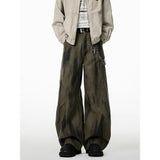 WIAOFELLAS  -  American retro washing jeans scimitar casual men's trendy brand pleated loose wide-leg work pants