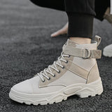 WIAOFELLAS  -  Fashion Trendy Black Boots For Men Outdoor High Top Men's Work Shoes Comfort Breathable Casual Ankle Boots Men botas para hombre