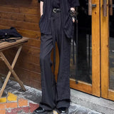 WIAOFELLAS  -  Mens Trousers With Straps Drapes Casual Pants Streetwear Fashion Dark Personality Versatile Straight Pants Men'S Clothing 2025