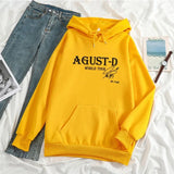 WIAOFELLAS  -  Loose Fit Long Sleeve Hoodie Sweatshirt AGUST-D WORLD TOUR Casual Unisex Winter New Arrival Comfortable Streetwear Style