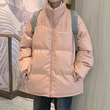 Wiaofellas  -  Thicken Solid Color Mens Parkas Oversized Warm Winter Leather Coats Harajuku Fashion Women Loose Cotton Padded Jackets