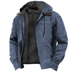 WIAOFELLAS  -  Winter New Men Casual Jackets Hooded Zipper Pocket Fashion Solid Color Fleece Warm Outerwear Male Outdoor Hooded Hoodie Coats