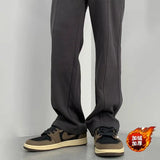 WIAOFELLAS  -  Autumn Winter KPOP Fashion Style Harajuku Trousers Men Loose All Match Straight Casual Chic Pants Vintage Pockets Male Clothes