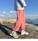 WIAOFELLAS  -  Trendy White Dstring Trousers for Men Casual Loose Fit Low Waist Long Pants Youthful Energy Sle Summer Thin Material