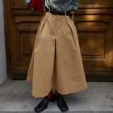 WIAOFELLAS  -  Men Wide Leg Pants Solid Color Button Joggers Loose Trousers Men Streetwear Pleated Fashion Casual Male Pants S-5XL