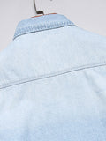WIAOFELLAS  -  Pure cotton washed blue denim shirt for men - loose fit, trendy, cardigan style, fashionable and casual top