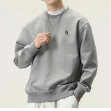 WIAOFELLAS  -  Spring and Autumn Men's 2024 New Splicing Pullovers O-Neck Letter Fashion Solid Color Loose Casual Long Sleeve Sweatshirts