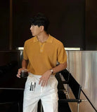 WIAOFELLAS  -  Cooling Polo Shirt Men 3D Honeycomb Knit Tech Breathable Fabric Oversized Collar Streetwear Essentials