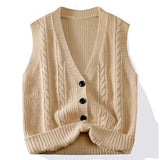 WIAOFELLAS  -  Cardigan Sweater for Men Autumn Winter Casual Knit Coat Loose Vest Sleeveless Vest for Men Sleeveless Cardigan Sweater Fashion