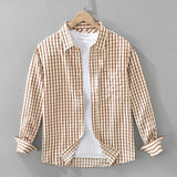 Wiaofellas  -  Men's Plaid Long-sleeved Shirt Japanese Retro Spring New Style Small Fresh Trendy Loose Shirt Casual Jacket