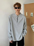 WIAOFELLAS  -  Autumn Trendy American Long Sve T-irt Men's Base irt f Zipper Hoodie Bla Retro Youth Casual Loose Fit round