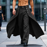 Wiaofellas  -  Men Irregular Pants Solid Color Button Joggers Loose Trousers Men Streetwear Fashion Casual Male Long Pants