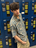 Wiaofellas  -  Blue Plaid Short Sleeve Shirt Men's Summer Cleanfit Half Sleeve Top Cool Handsome Five Sleeve Shirt Loose Fit Moisture Wicking