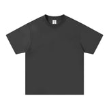 WIAOFELLAS  -  Solid Cotton Men's T-shirts Short-sleeved Round Neck Black Beige T-Shirt Classic Heavyweight Oversized Tees Tops