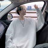 WIAOFELLAS  -  Streetwear Gray Oversized Pullover Hoodie Men Solid Warm Clothes Fashion Crewneck Sweatshirt Casual Loose Hoodies Y2K Sportswear