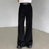 WIAOFELLAS  -  Fashion Men's Solid Color Flare Blazer Pants Summer New Trendy High Waist Wide Leg Trousers Male