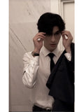 WIAOFELLAS  -  White irt for Men with Tie High School Student Inner Wear Autumn Winter Faion Brand College Sle orm Top Class