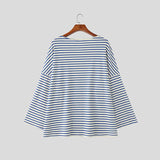 WIAOFELLAS  -  Men Striped T Shirt O-neck Long Sleeve Oversize Casual Male Tee Tops Streetwear Loose Fashion Men Clothing Camisetas