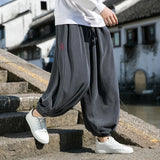 WIAOFELLAS  -  Spring Autumn Casual Pants Men Solid Loose Harem Pants Elastic Waist Wide Leg Trousers Male Harajuku Jogging Sports Trousers Man