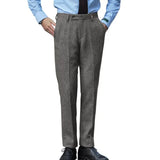 WIAOFELLAS  -  Autumn Winter Men's Vintage Wool Suit Pant Herringbone Pattern Straight Trousers British Style Business Casual Italian Pants