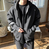 WIAOFELLAS  -  Men's spring South Korea loose leisure hundred lap plankton shuai European and American cardigan hooded hoodie