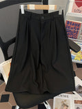 WIAOFELLAS  -  New Summer Men Fashion Solid Color Leisure Suit Shorts Men's Loose Wide-leg Shorts Male High Waist Pockets Short Pants K826