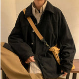 WIAOFELLAS  -  American Retro Corduroy Jackets Men's High Street Loose Casual Personality Niche Jacket Men Tops Overcoat Male Clothes