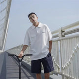 WIAOFELLAS  -  Summer Men's Button Short Sleeve Lapel Polo Shirt New Letter Print Pocket T-Shirt Casual Y2K Streetwear polos Tshirt
