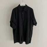 WIAOFELLAS  -  Mens Short-Sleeved Shirt Summer Daily Korean Style Roll-Tab Sleeves Trendy Shirt Loose Casual High-End Thin Lapel Mens T-Shirt
