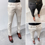 Wiaofellas  -  Spring Summer New Men's Pants Lightly Mature Slim Fit Draping Linen Pants, Solid Color High Quality Classic Business Pants