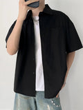 Wiaofellas  -  Summer Thin Pure Cotton Short Sleeve Casual Loose Shirt for Men Youth Trendy Brand Japanese Hong Kong Style Loose Shirt