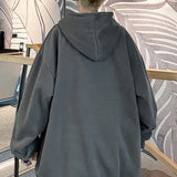 WIAOFELLAS  -  With Hat Hoodies Men Loose Chic Solid Drawstring Hooded Hoodie Simple All-match Spring Fashion Leisure Kangaroo Pocket Harajuku