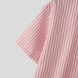 WIAOFELLAS  -  Men Striped Shirt Summer Stand Collar Short Sleeve Casual Men Clothing Streetwear 2025 Fashion Loose Male Shirts S-5XL